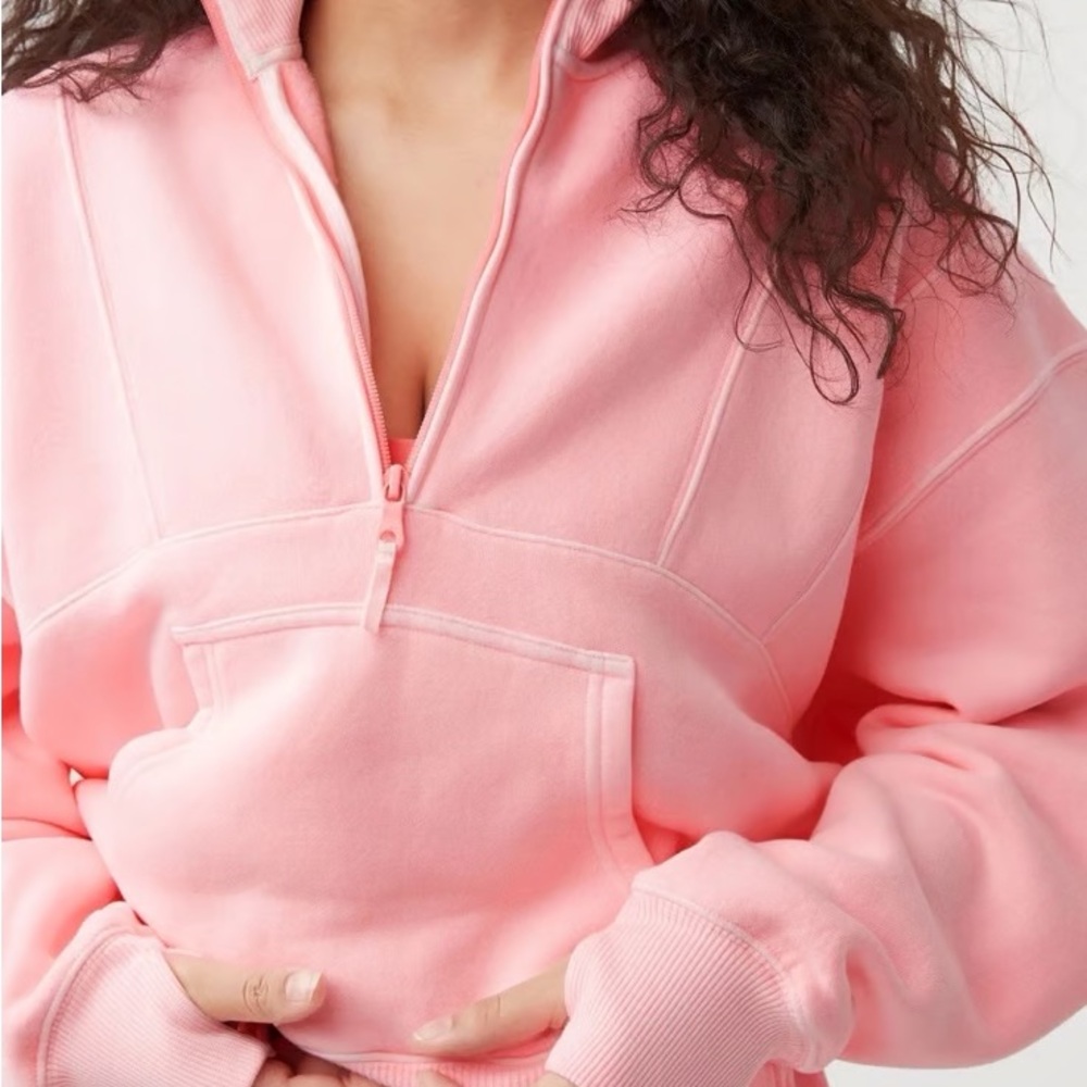 aerie OFFLINE Women's Pink Half-Zip Sweatshirt